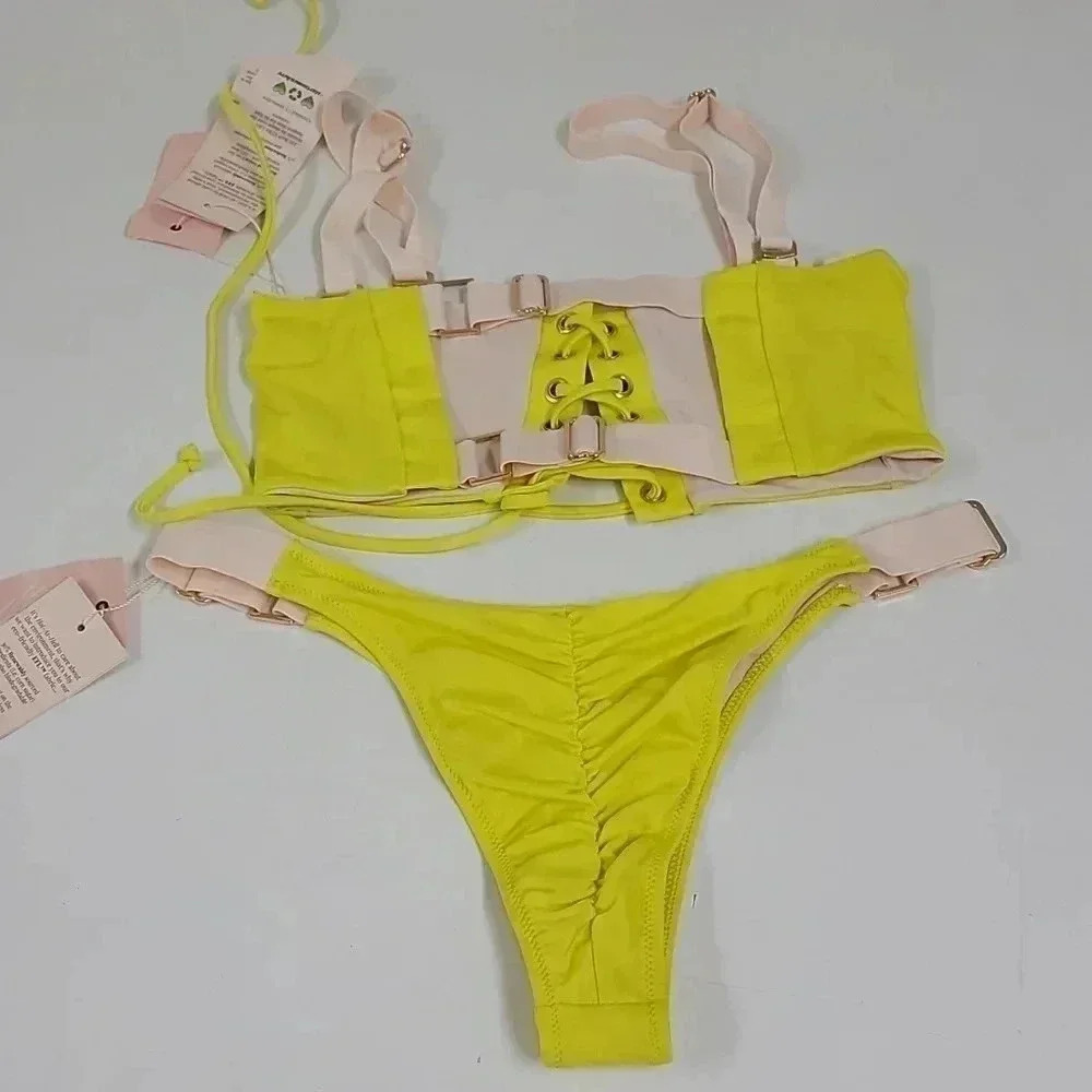 We are HAH bare Bones Neon yellow adjustable Bikini - Picture 8 of 10